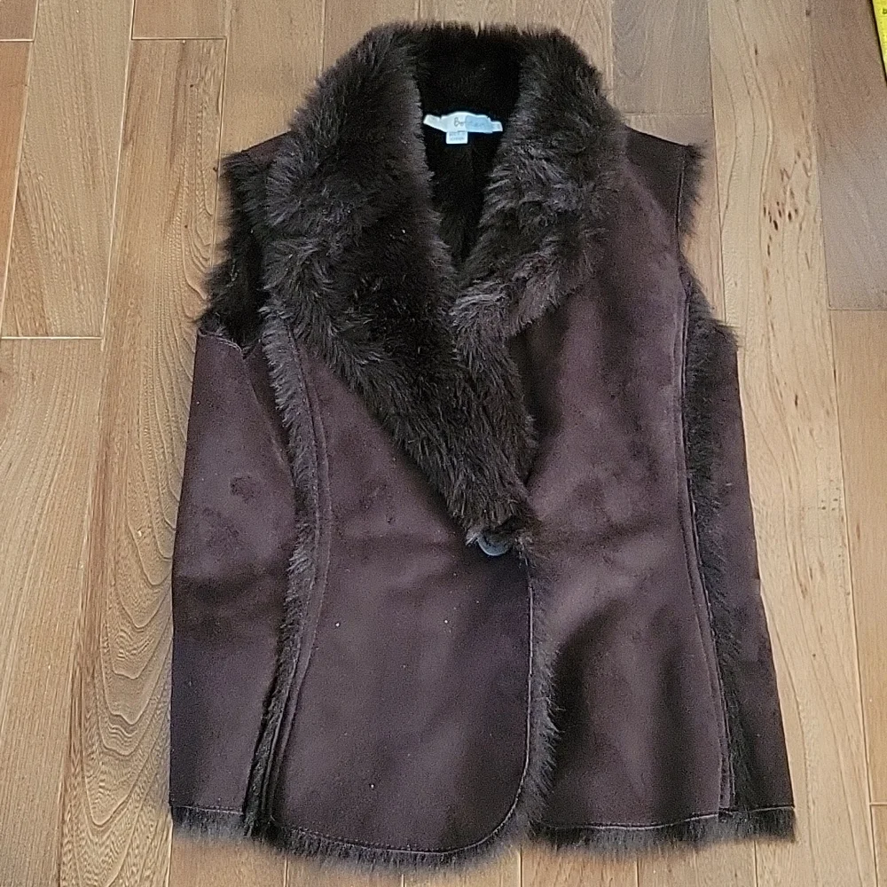 Boden faux suede‎ and fur brown vest 6